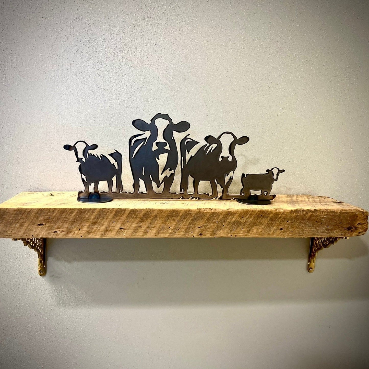 Metal Cows - Mantel - cabin decor - cows for mantel - Northern Forge, LLC