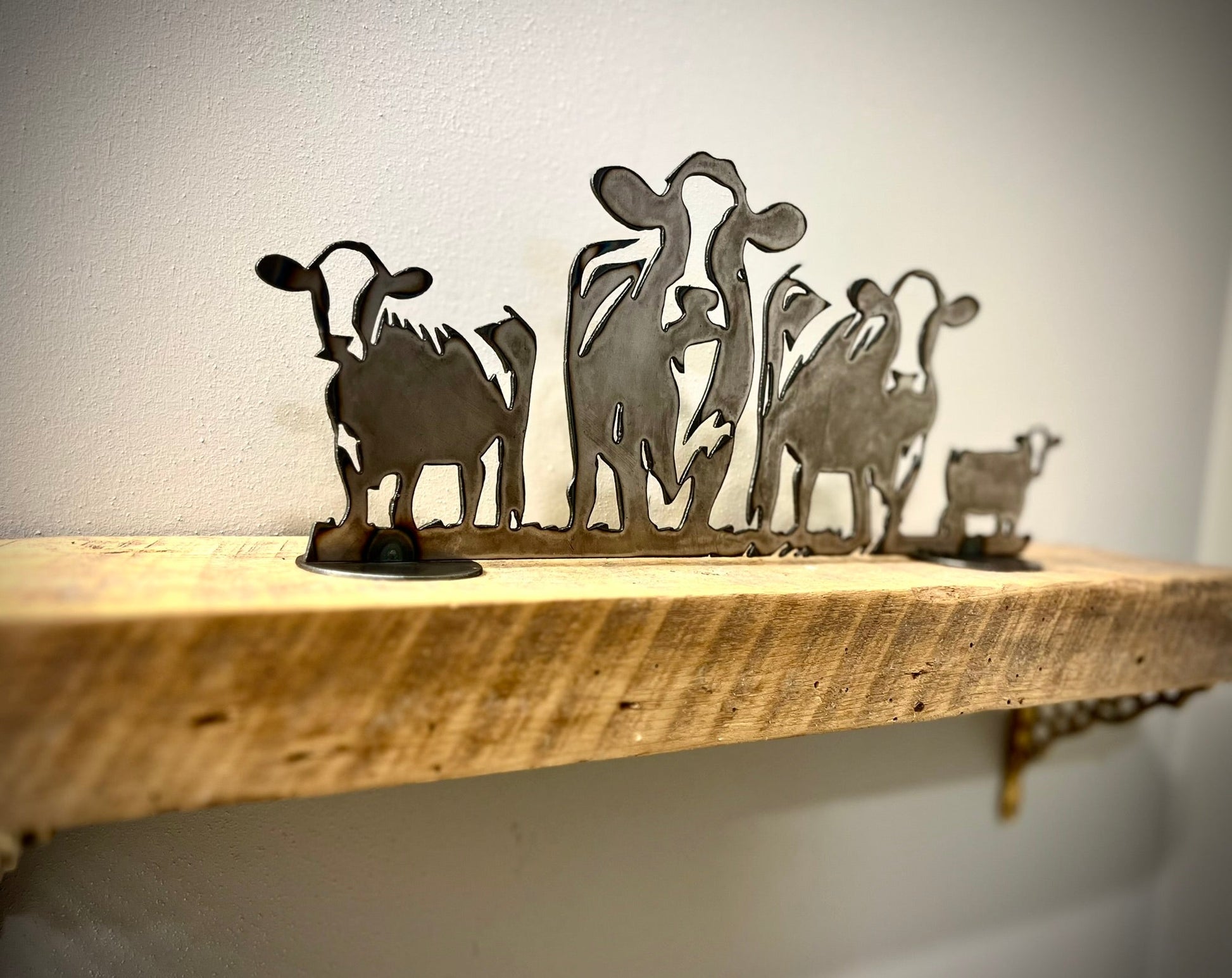 Metal Cows - Mantel - cabin decor - cows for mantel - Northern Forge, LLC