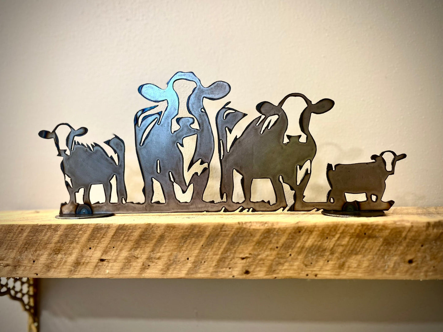 Metal Cows - Mantel - cabin decor - cows for mantel - Northern Forge, LLC