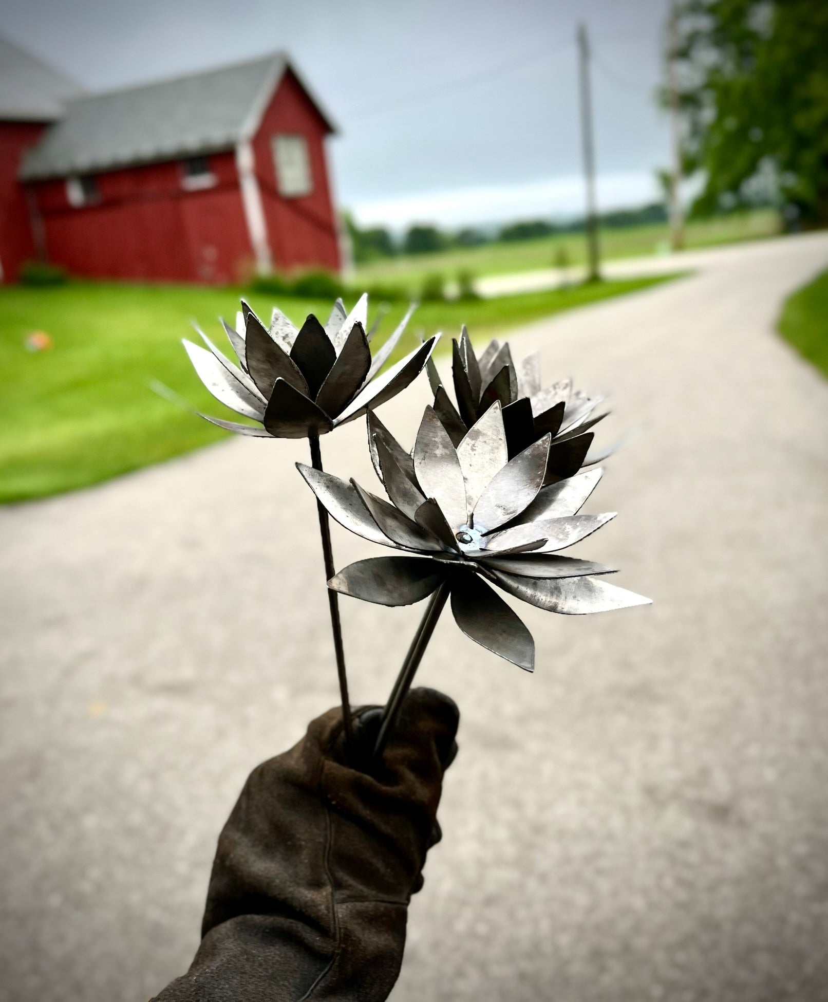 Metal Lotus Flowers - garden - garden art - Northern Forge, LLC