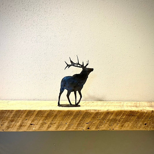 Metal Mantel Elk | 6 - inch - cabin decor - deer for mantel - Northern Forge, LLC