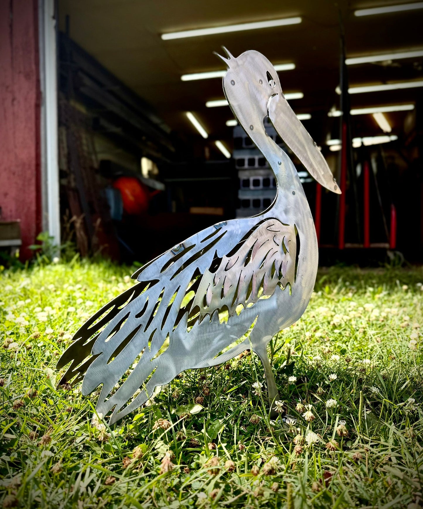 Metal Pelican for Coastal Dock - dock pelican - farm art - Northern Forge, LLC