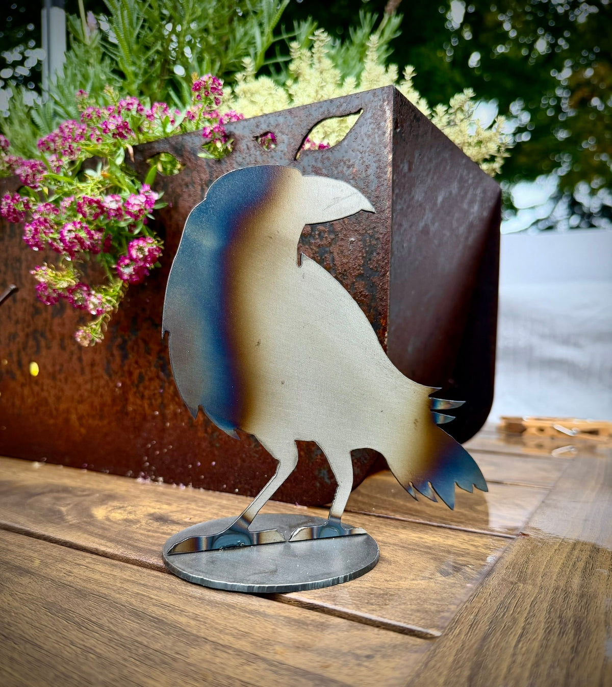 Metal Raven - Mantel - bird art - bird for mantel - Northern Forge, LLC