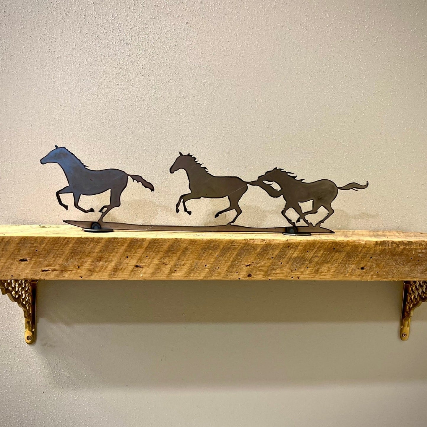 Metal Running Horses - Mantel - cabin decor - equestrian decor - Northern Forge, LLC