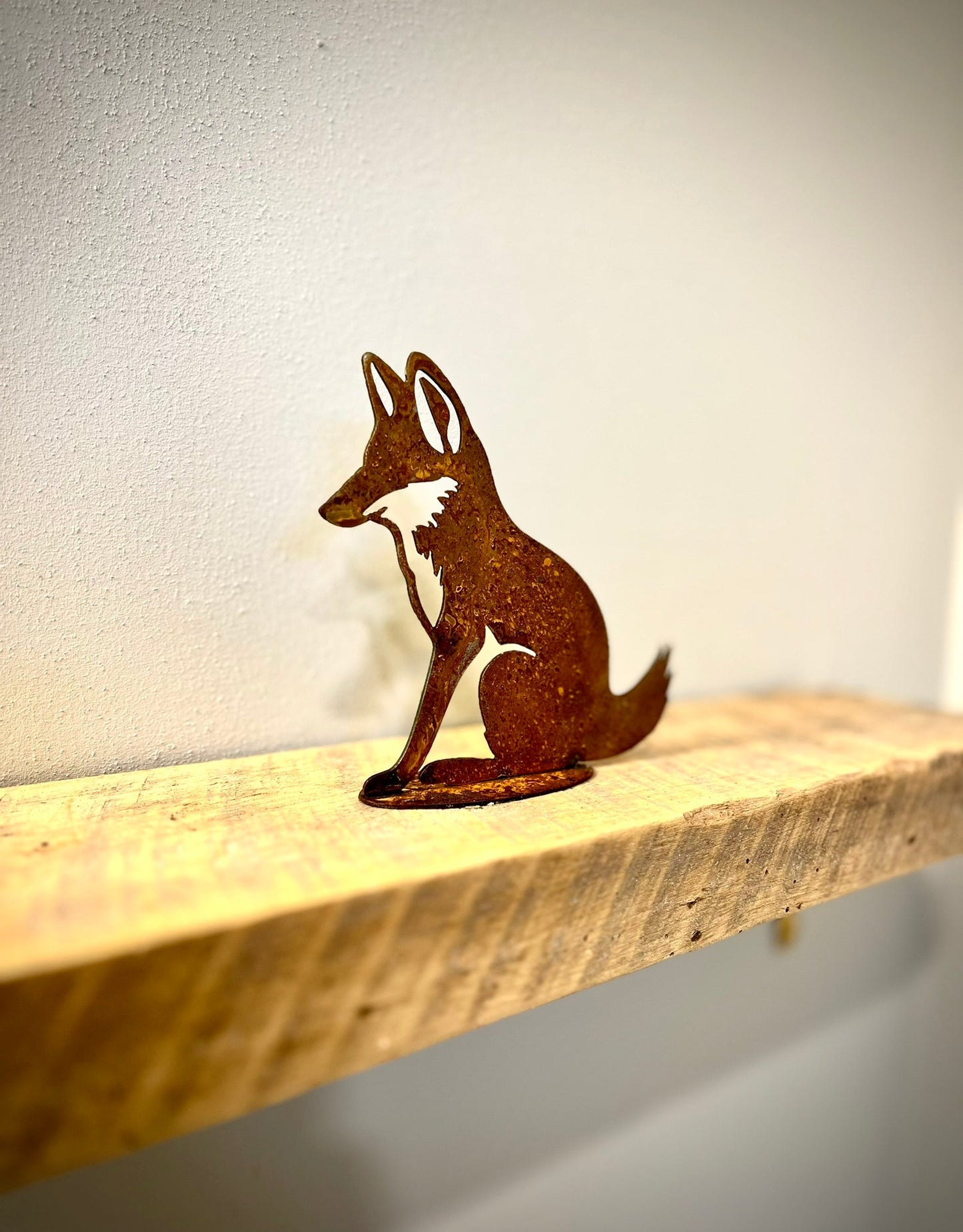 Metal Rusty Fox Mantel Piece - bear decor shelf - cabin decor - Northern Forge, LLC