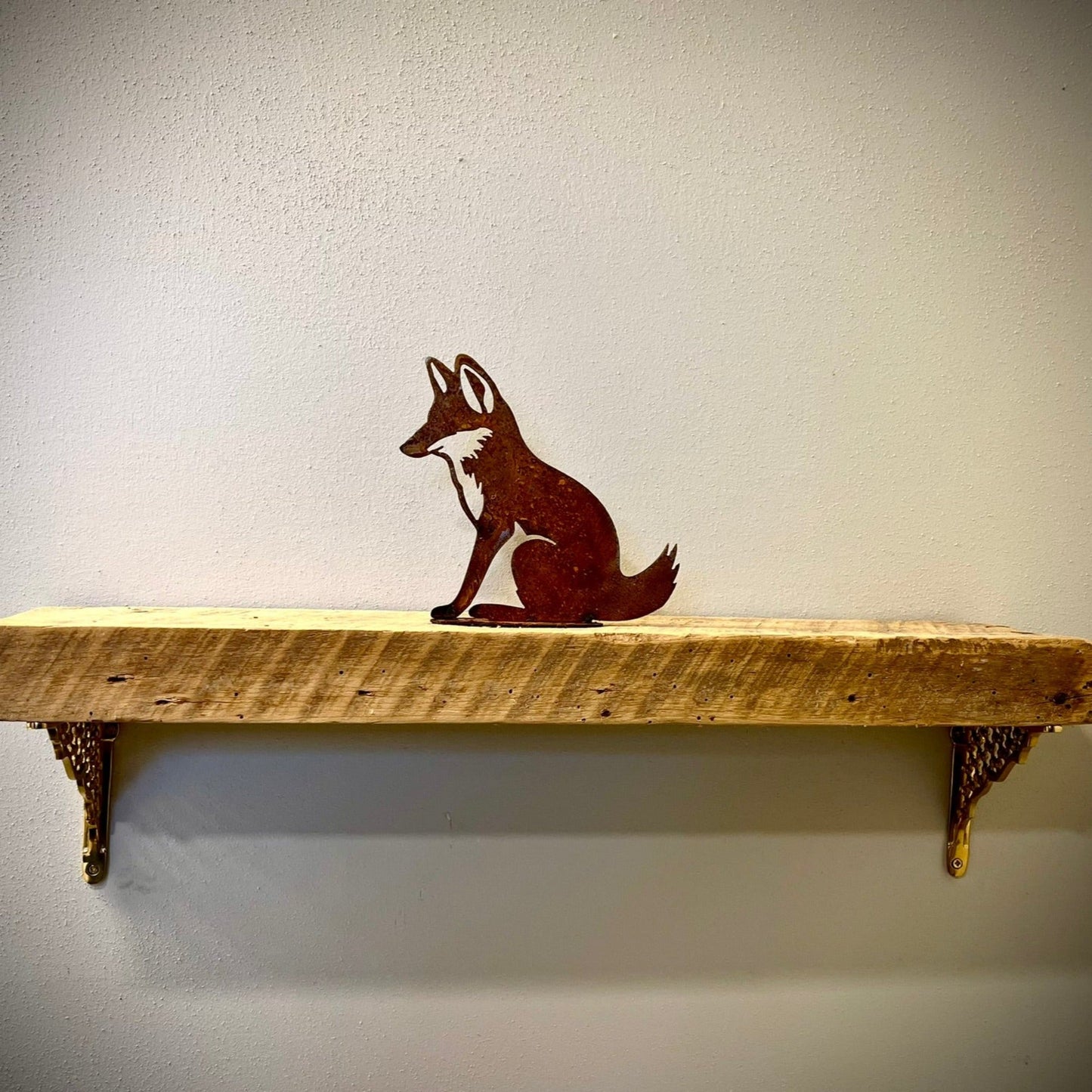 Metal Rusty Fox Mantel Piece - bear decor shelf - cabin decor - Northern Forge, LLC