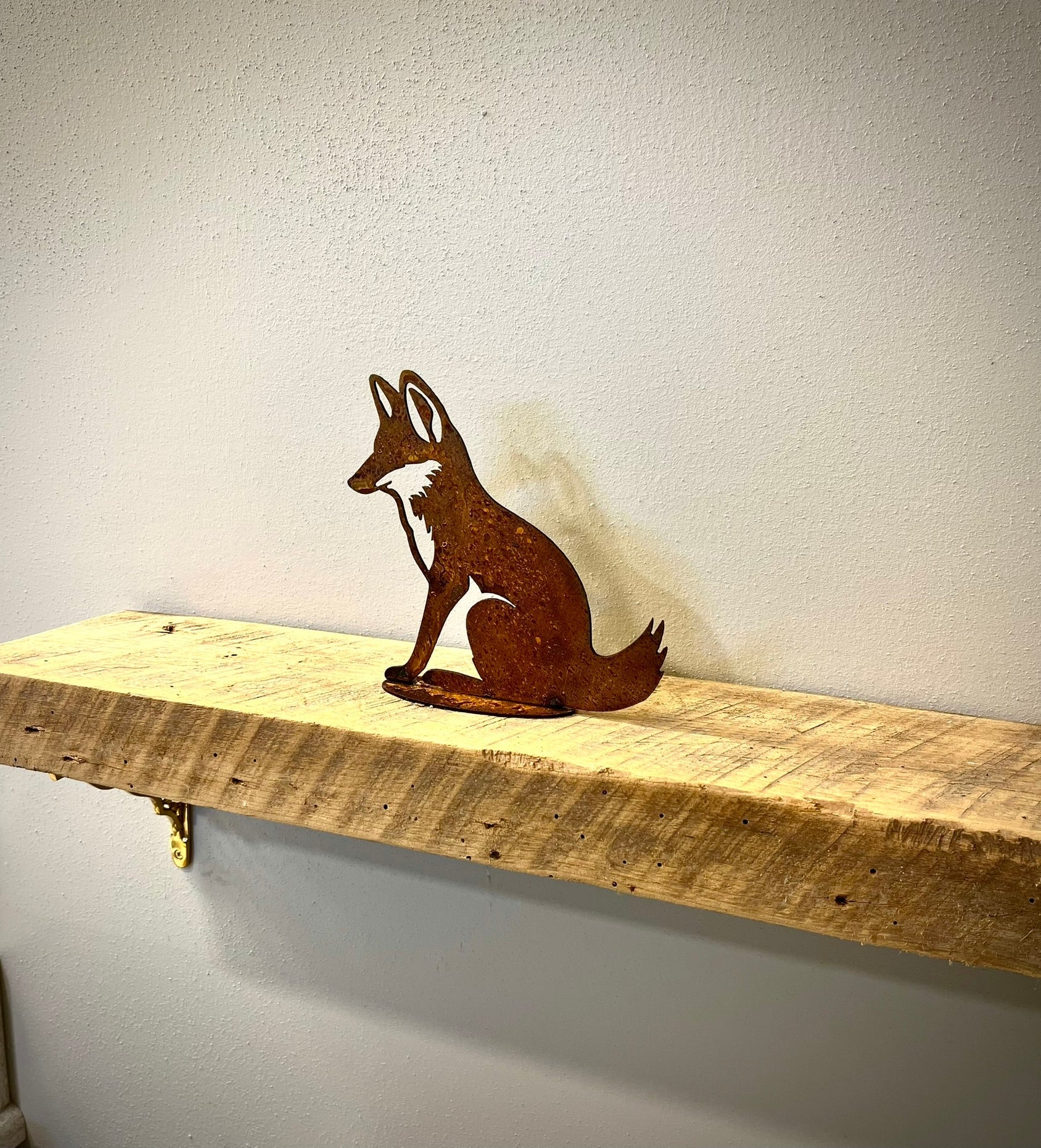 Metal Rusty Fox Mantel Piece - bear decor shelf - cabin decor - Northern Forge, LLC