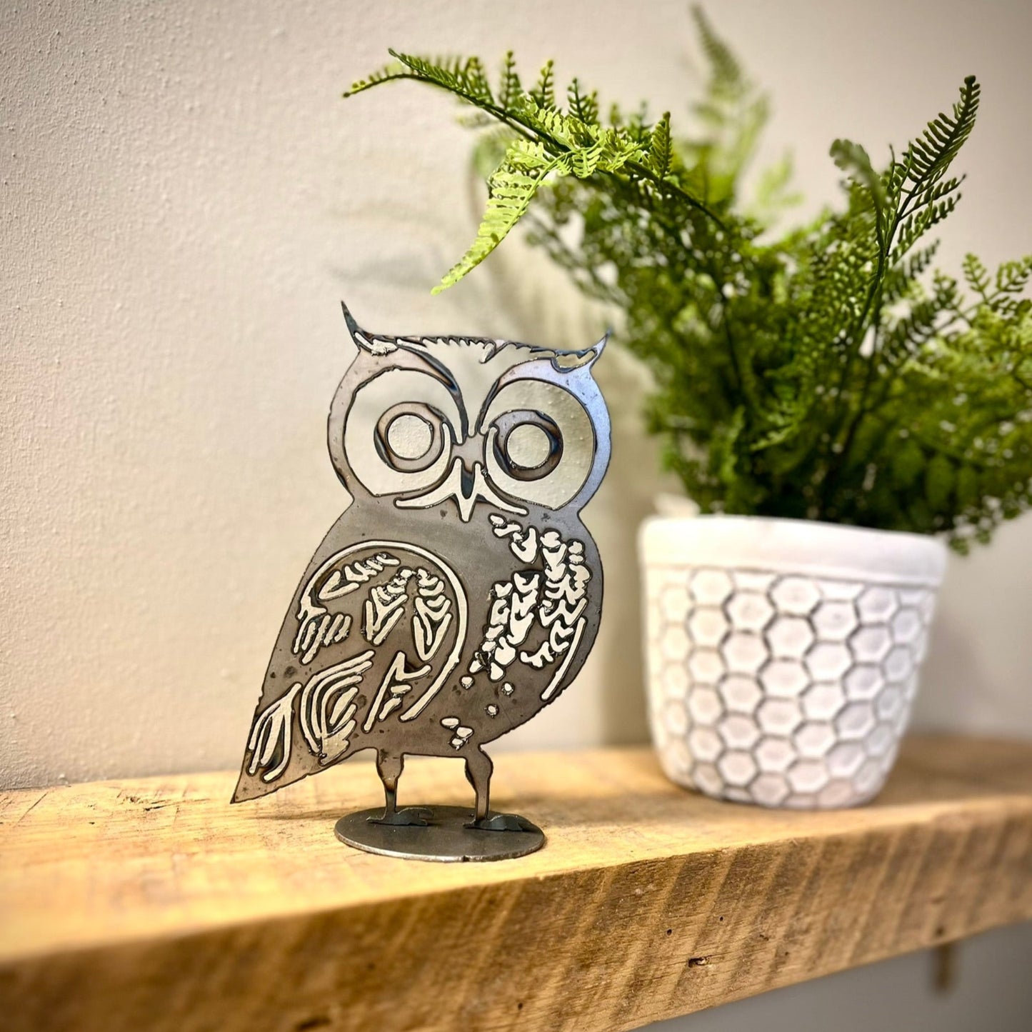 Metal Whimsical Owl - Mantel - bird art - bird for mantel - Northern Forge, LLC