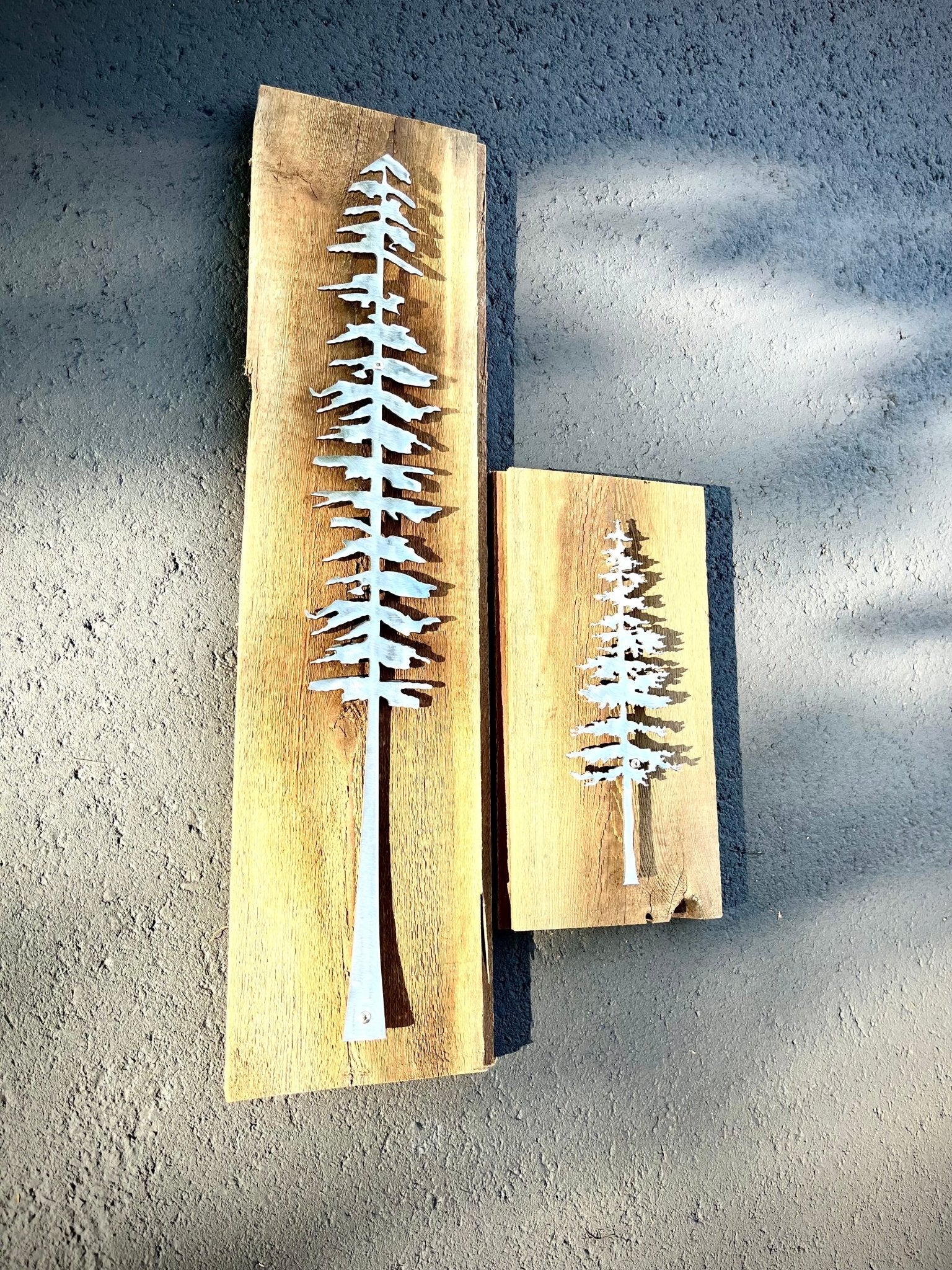 Metal & Wood Pine Tree Panels - home - home decor - Northern Forge, LLC