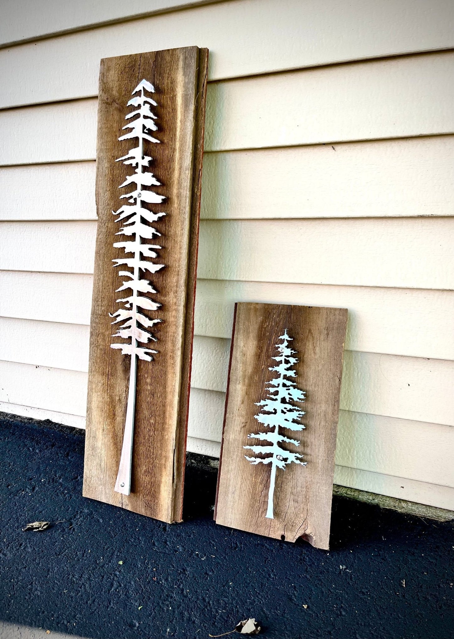 Metal & Wood Pine Tree Panels - home - home decor - Northern Forge, LLC