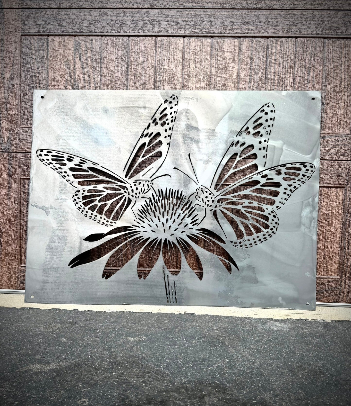 Monarch Coneflower Steel Wall Art | Garden Panel - corten dragonfly - dragonfly garden panel - Northern Forge, LLC
