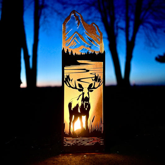 Moose Mountains Steel Luminary Box | 36 in. - cabin decor - colorado rustic decor - Northern Forge, LLC
