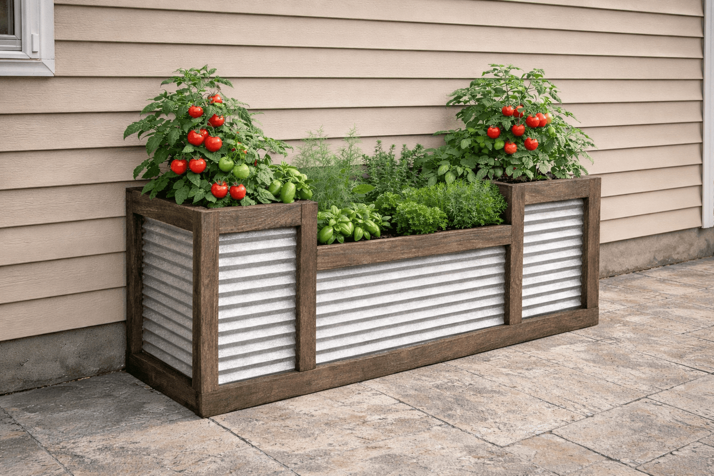 Multi - Level Corrugated Raised Planter Box DIY Build Plans - PDF Instructions - Build Plans - corner garden bed - Northern Forge, LLC