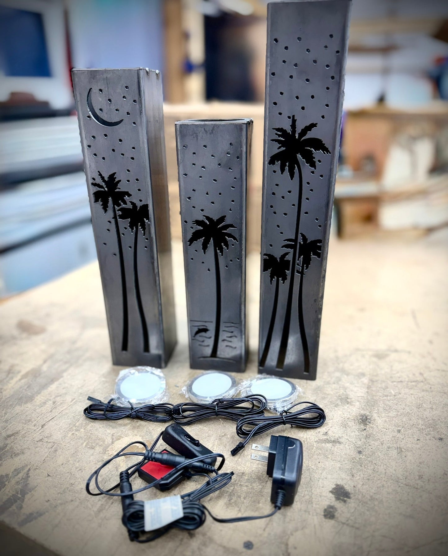Palm Trees Under the Stars Indoor Luminary | Multiple Sizes - air bnb decor - beach air bnb decor - Northern Forge, LLC
