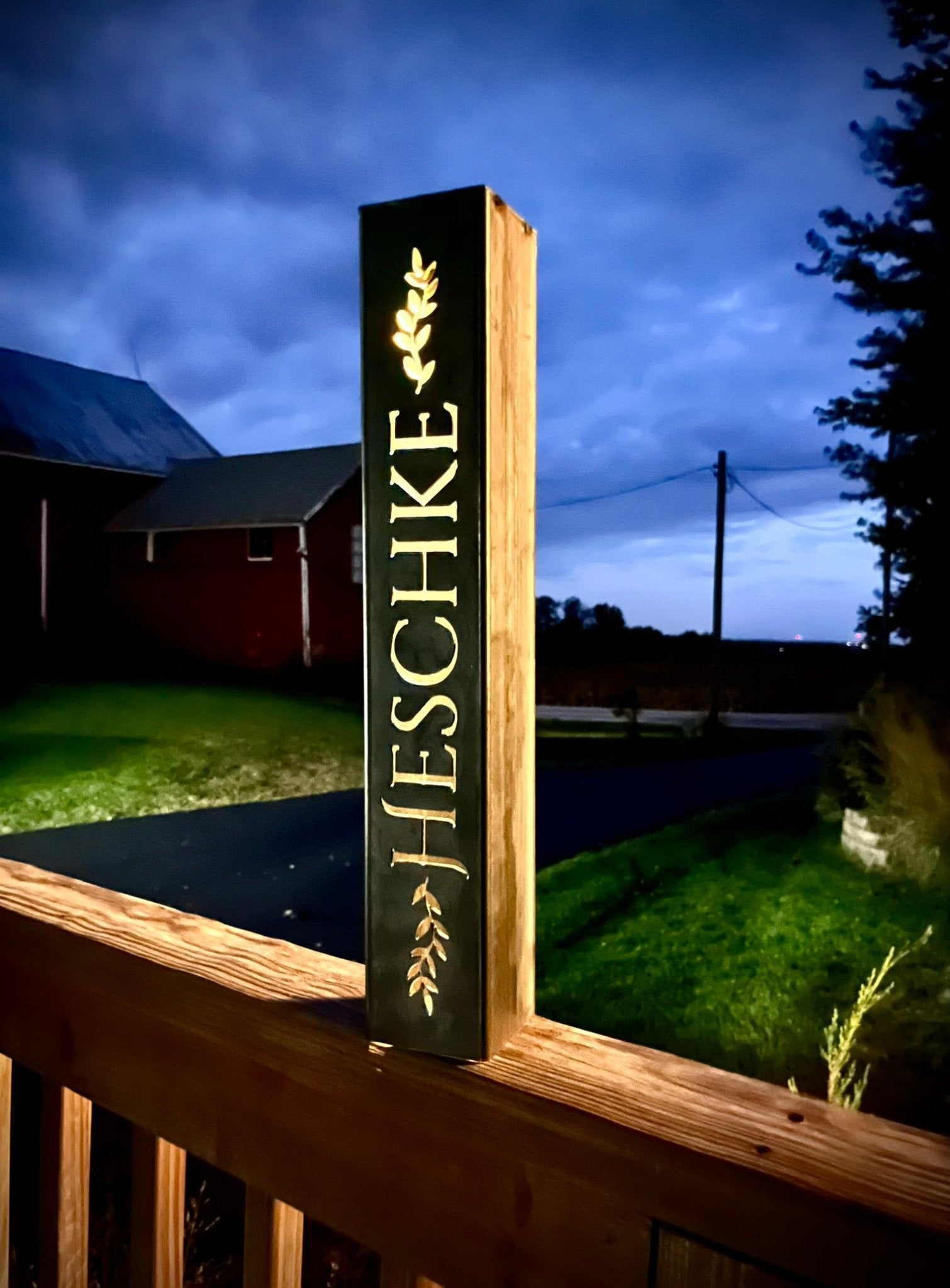 Personalized Vines Solar Pillar Light - Steel - address - address light - Northern Forge, LLC