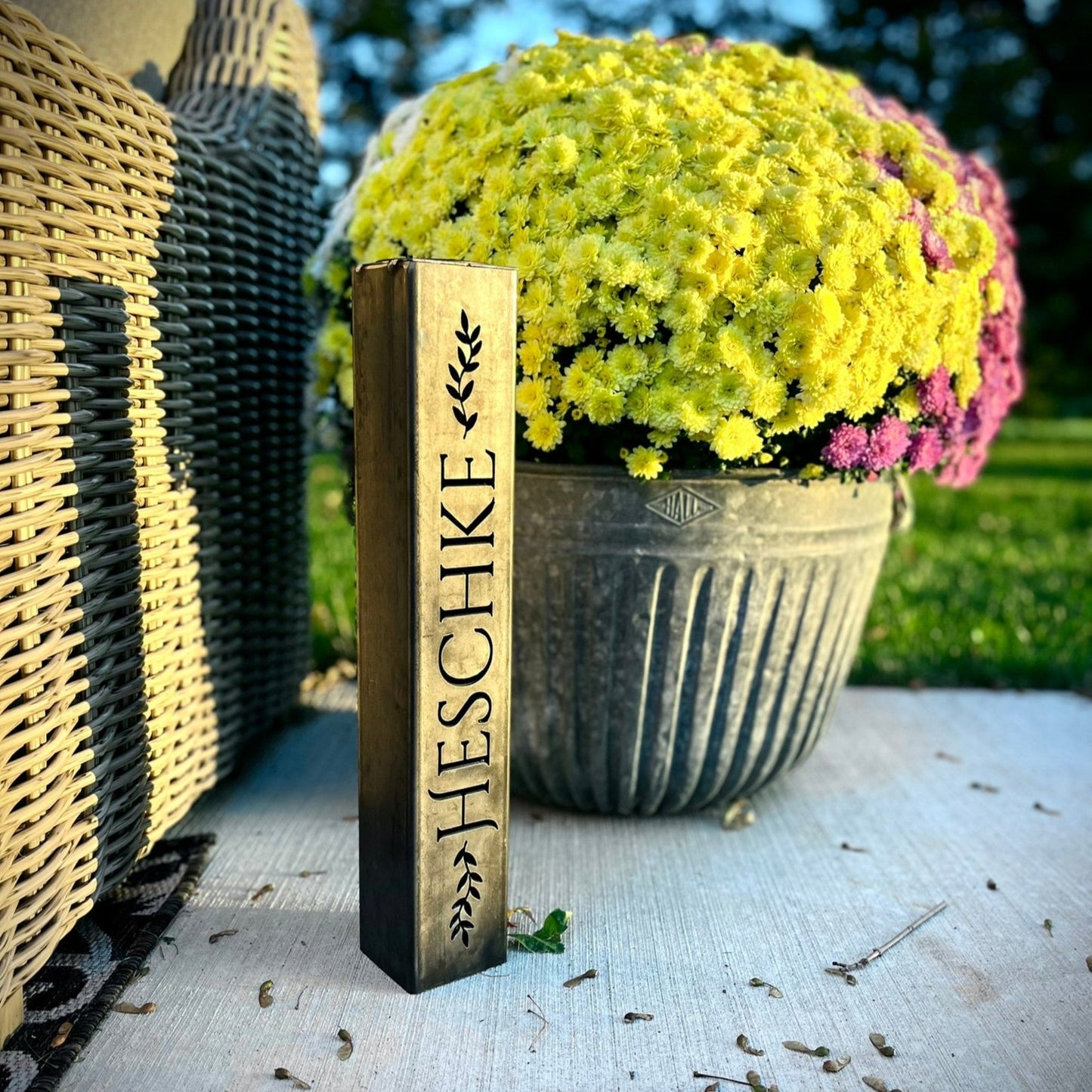 Personalized Vines Solar Pillar Light - Steel - address - address light - Northern Forge, LLC