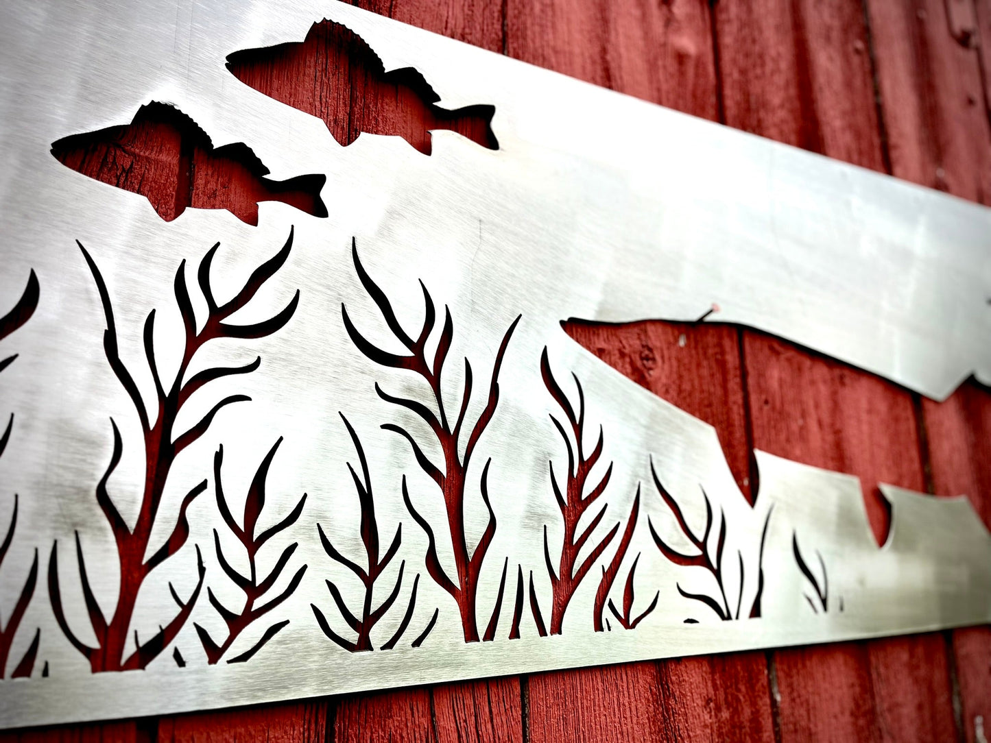 Pike Lurking Steel Wall Art - cabin sign - fish - Northern Forge, LLC