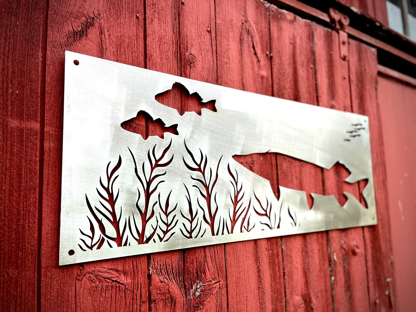 Pike Lurking Steel Wall Art - cabin sign - fish - Northern Forge, LLC