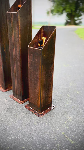 The Little Ember Trio - Rusted Steel Patio Torches - Multiple Sizes ...