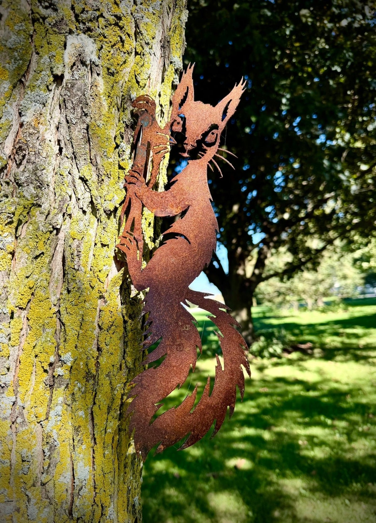 Red Squirrel Tree Climber - Steel - garden - red squirrel - Northern Forge, LLC