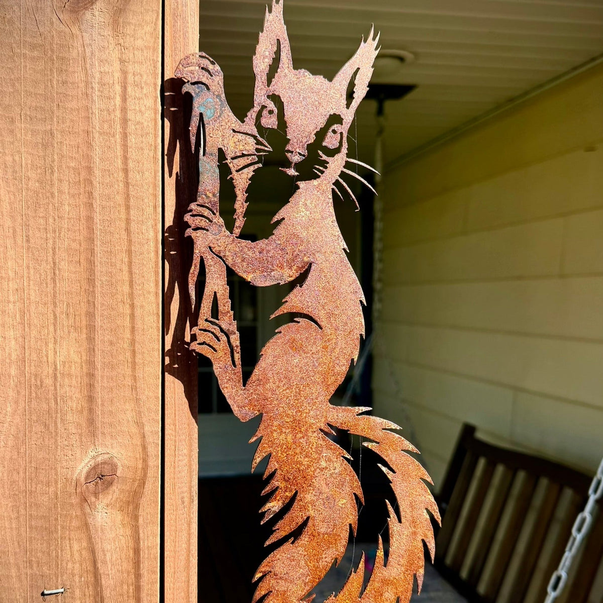 Red Squirrel Tree Climber - Steel - garden - red squirrel - Northern Forge, LLC
