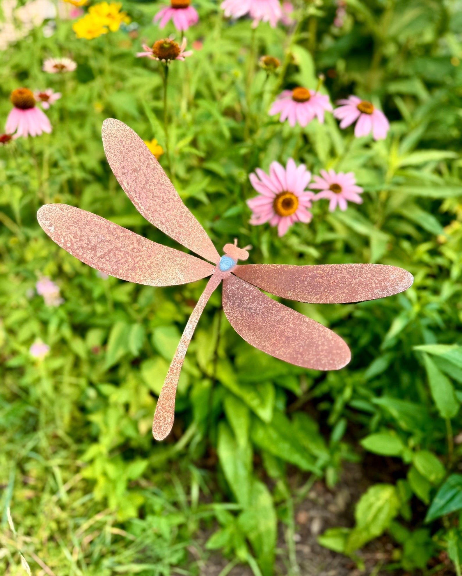 Rusted Steel Dragonfly Yard Stake - dragon fly - dragonfly garden art - Northern Forge, LLC