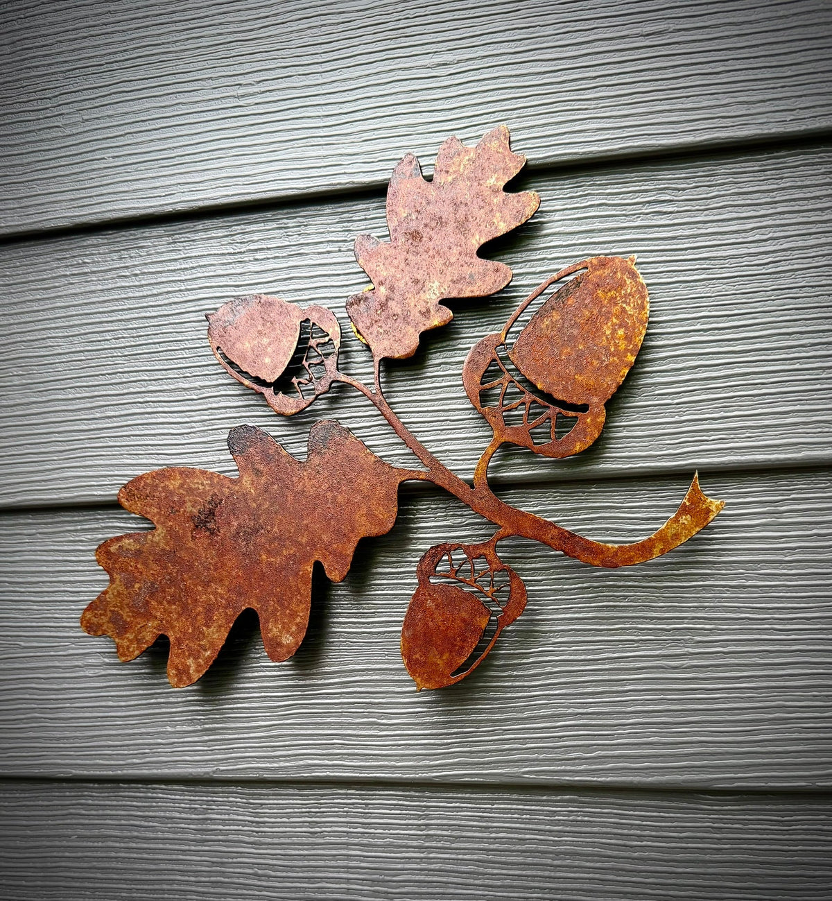 Rustic Metal Oak Leaves and Acorns - acorn leaves decor - fall - Northern Forge, LLC