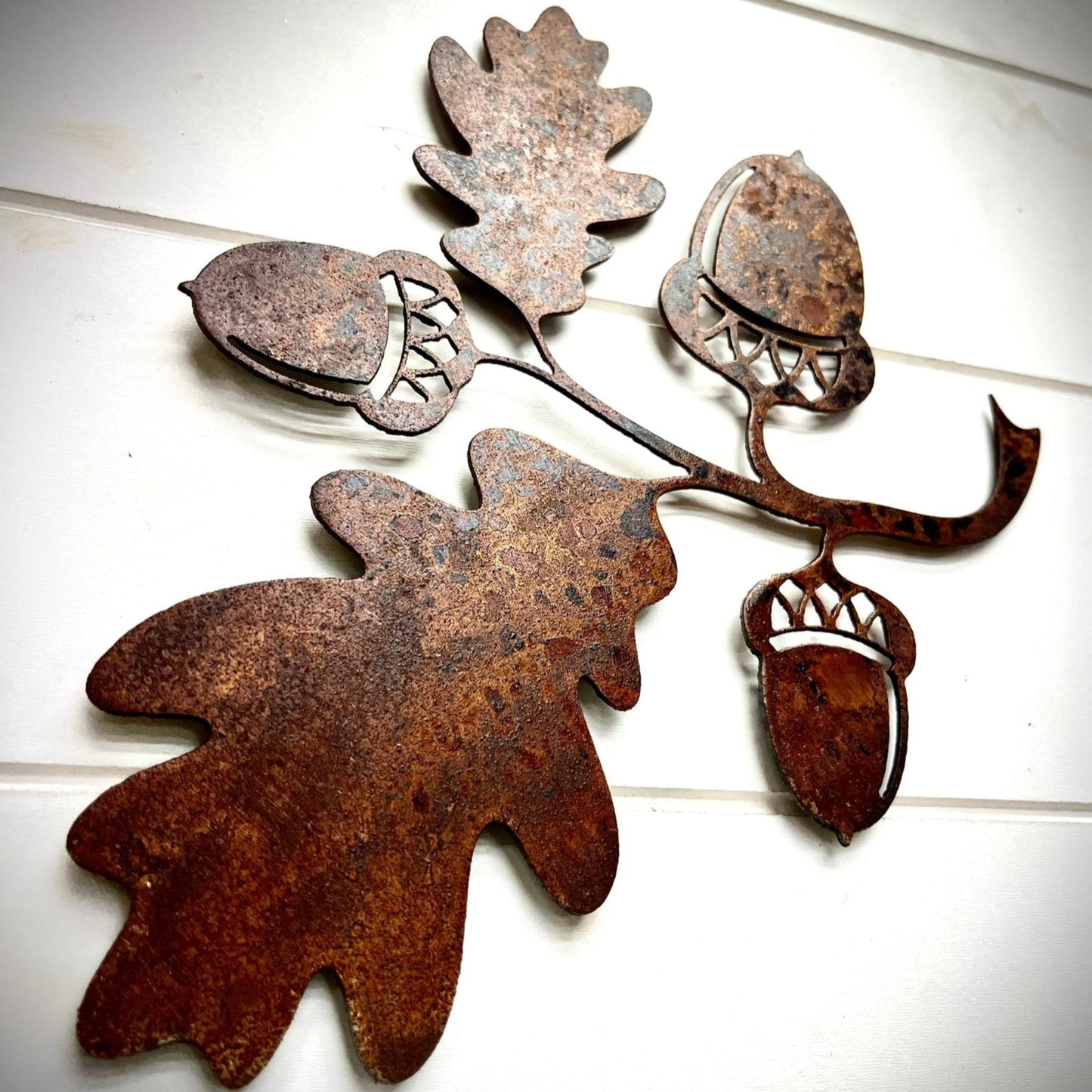 Rustic Metal Oak Leaves and Acorns - acorn leaves decor - fall - Northern Forge, LLC