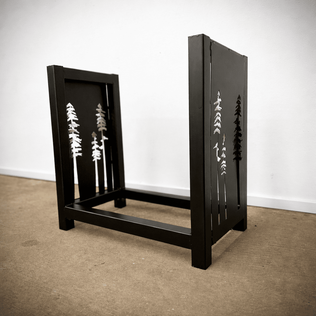 Rustic Pines Firewood Rack - Black - cabin - cabin decor - Northern Forge, LLC