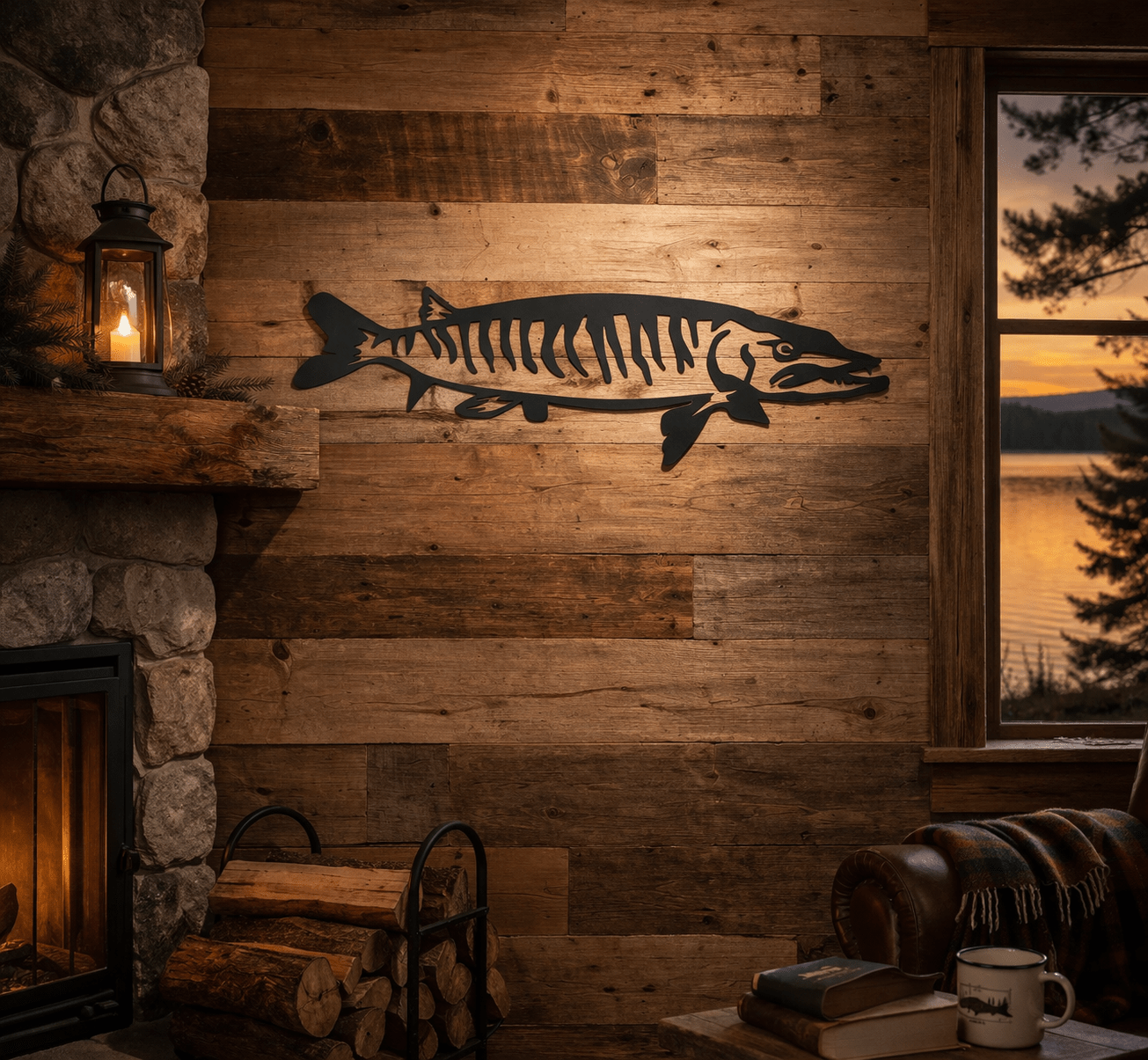 Rustic Steel Musky - cabin sign - fish - Northern Forge, LLC