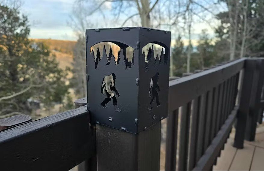 Sasquatch Steel Solar Deck Post Light | 4x4 Posts - accent lights - bigfoot deck post light - Northern Forge, LLC