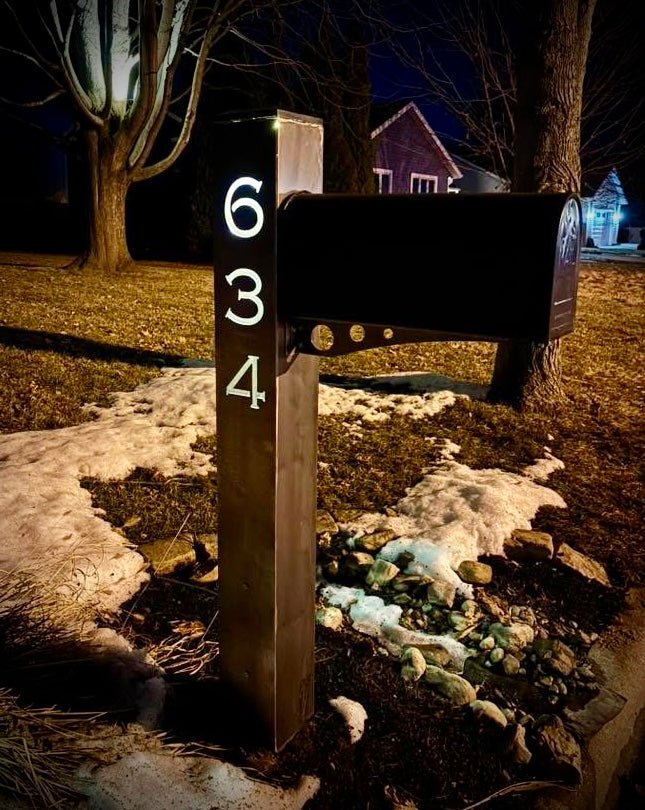 Sentinel Solar Mailbox Post Sleeve - Steel - 48 - inch - 48 - inch address pillar - address - Northern Forge, LLC