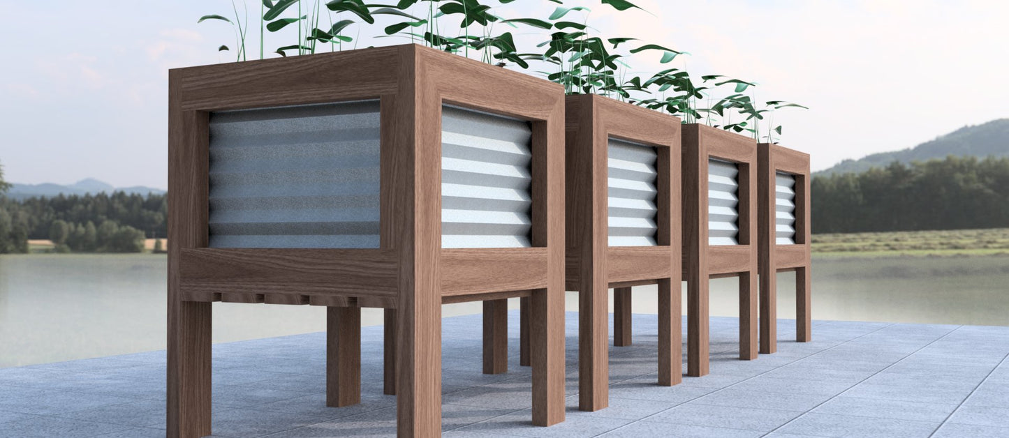 Simple Corrugated Raised Planter Box DIY Build Plans, Raised Garden Bed, 2ft x 2ft - Build Plans - corner garden bed - Northern Forge, LLC