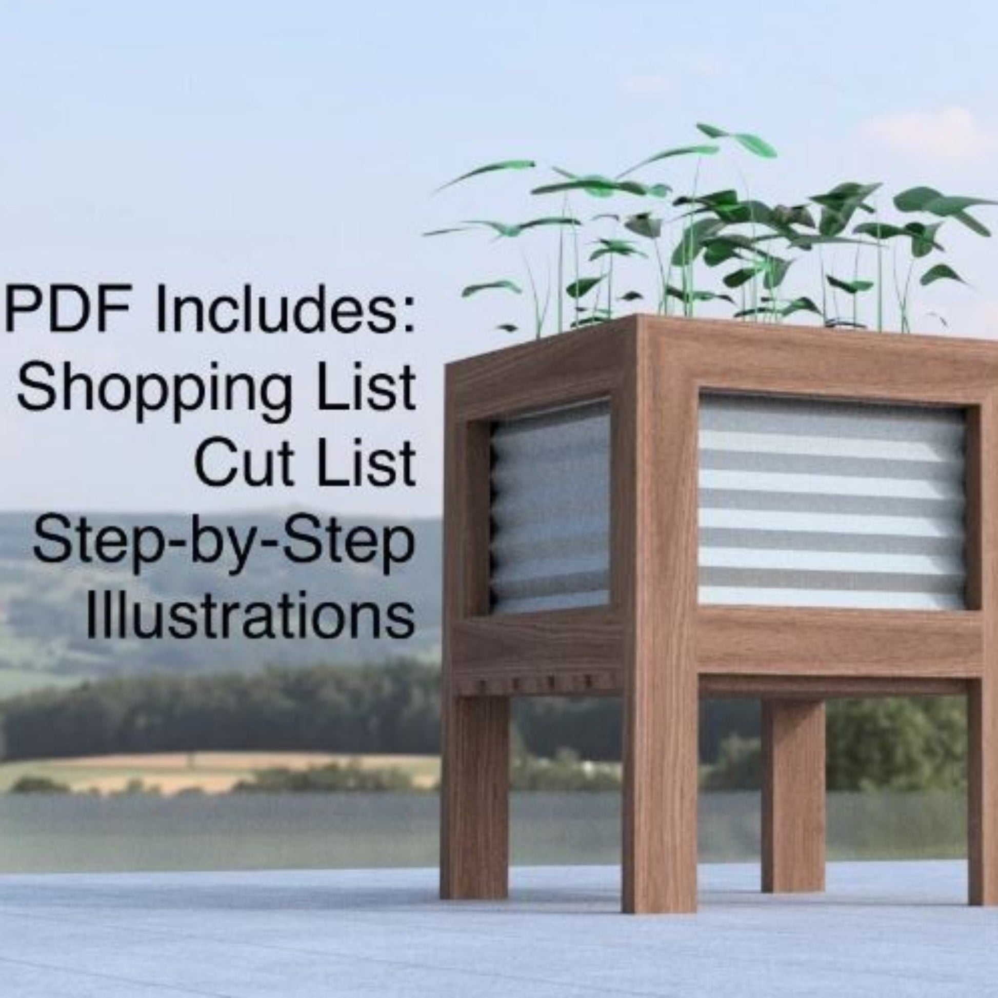 Simple Corrugated Raised Planter Box DIY Build Plans, Raised Garden Bed, 2ft x 2ft - Build Plans - corner garden bed - Northern Forge, LLC