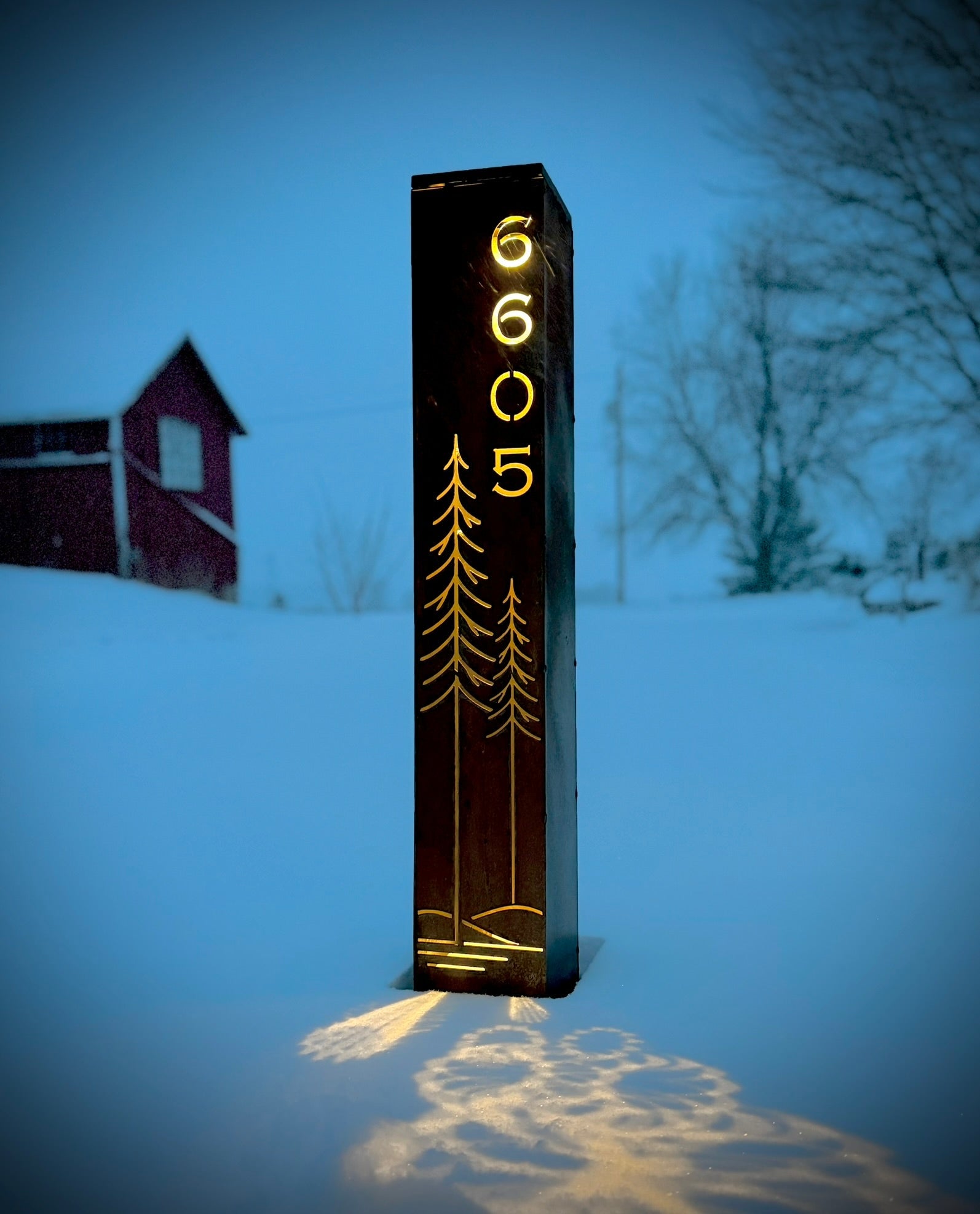 Simple Pine Address Solar Pillar - Steel - 48 - inch address pillar - address - Northern Forge, LLC