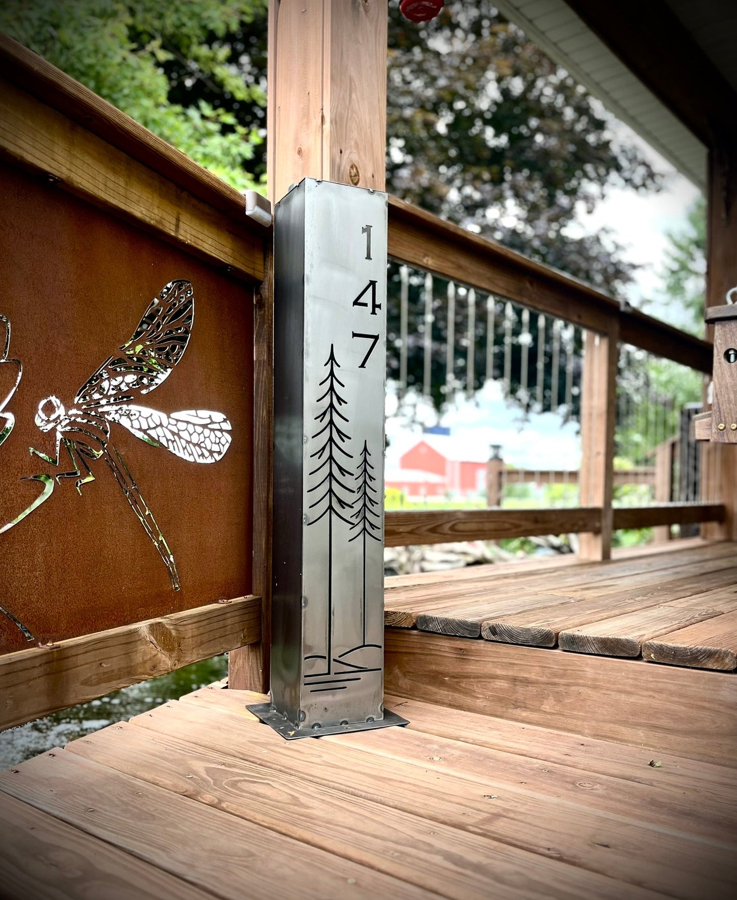 Simple Pine Address Solar Pillar - Steel - 48 - inch address pillar - address - Northern Forge, LLC