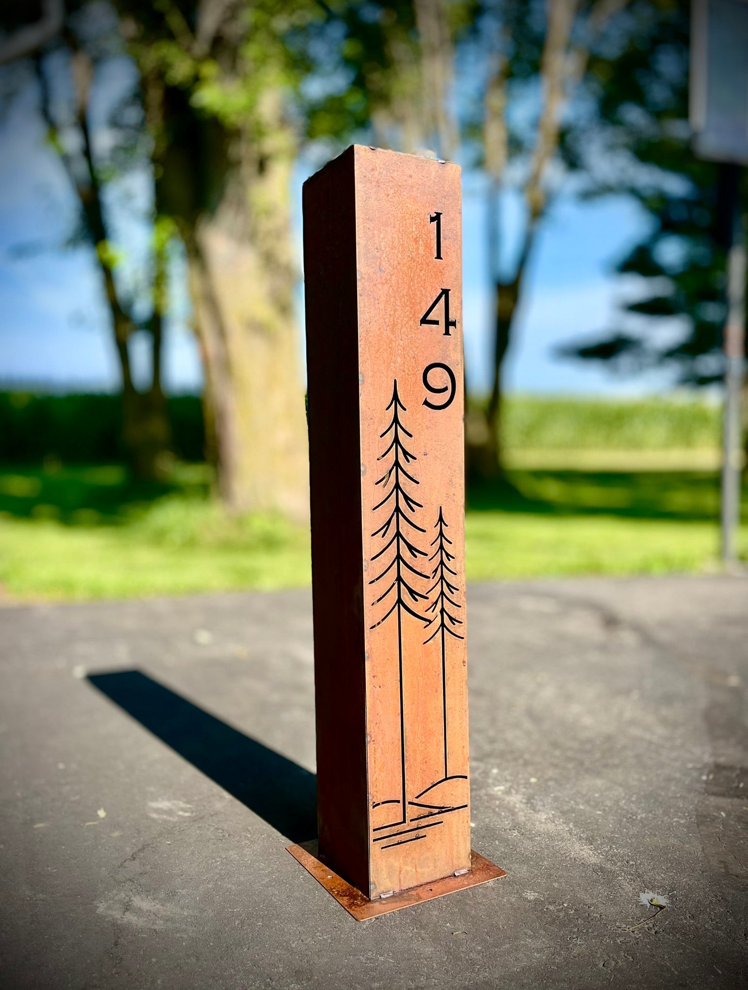 Simple Pine Address Solar Pillar - Steel - 48 - inch address pillar - address - Northern Forge, LLC