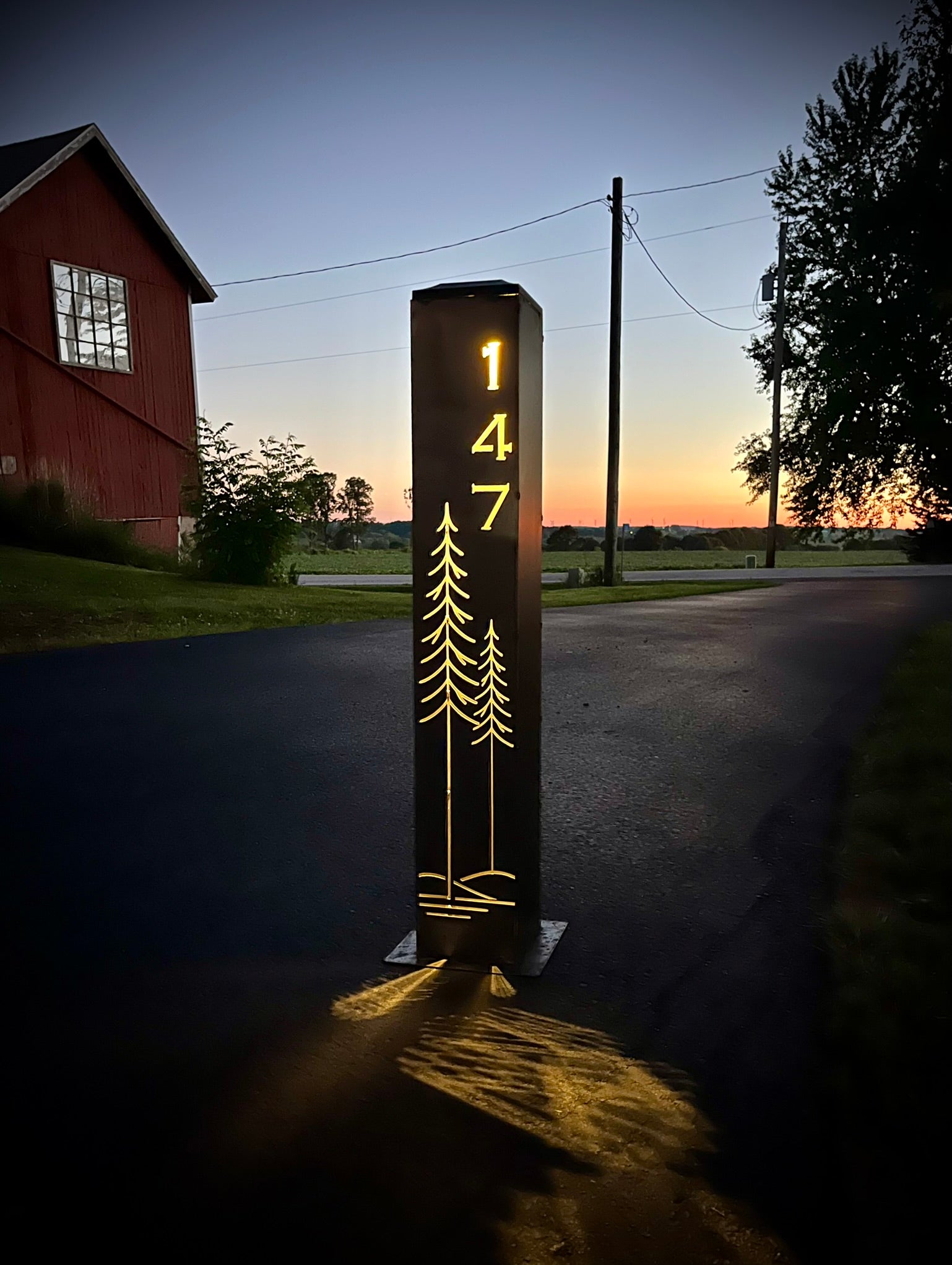 Simple Pine Address Solar Pillar - Steel - 48 - inch address pillar - address - Northern Forge, LLC