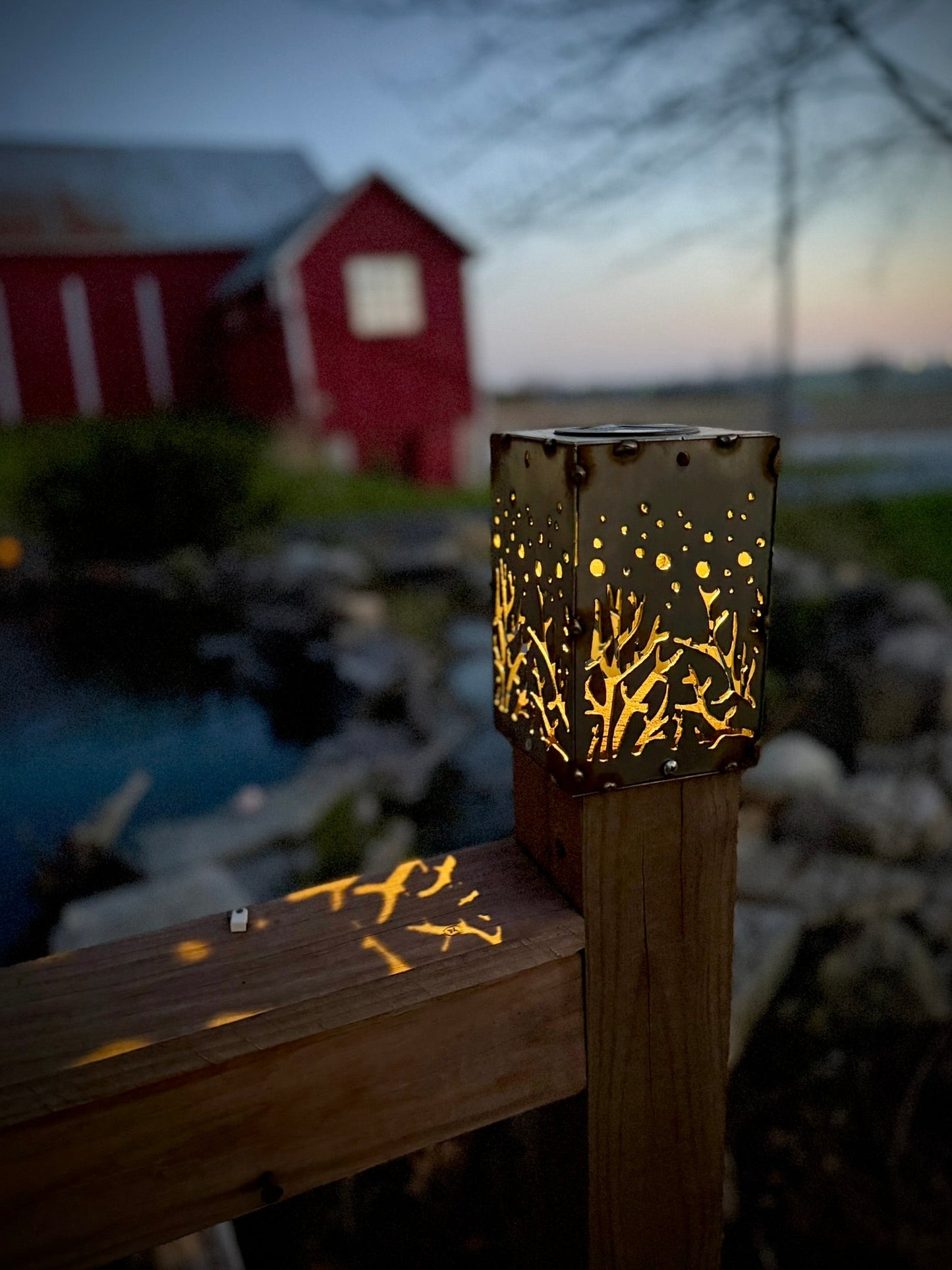 Starry Forest Steel Solar Deck Post Light | 4x4 Posts - accent lights - deck post topper - Northern Forge, LLC