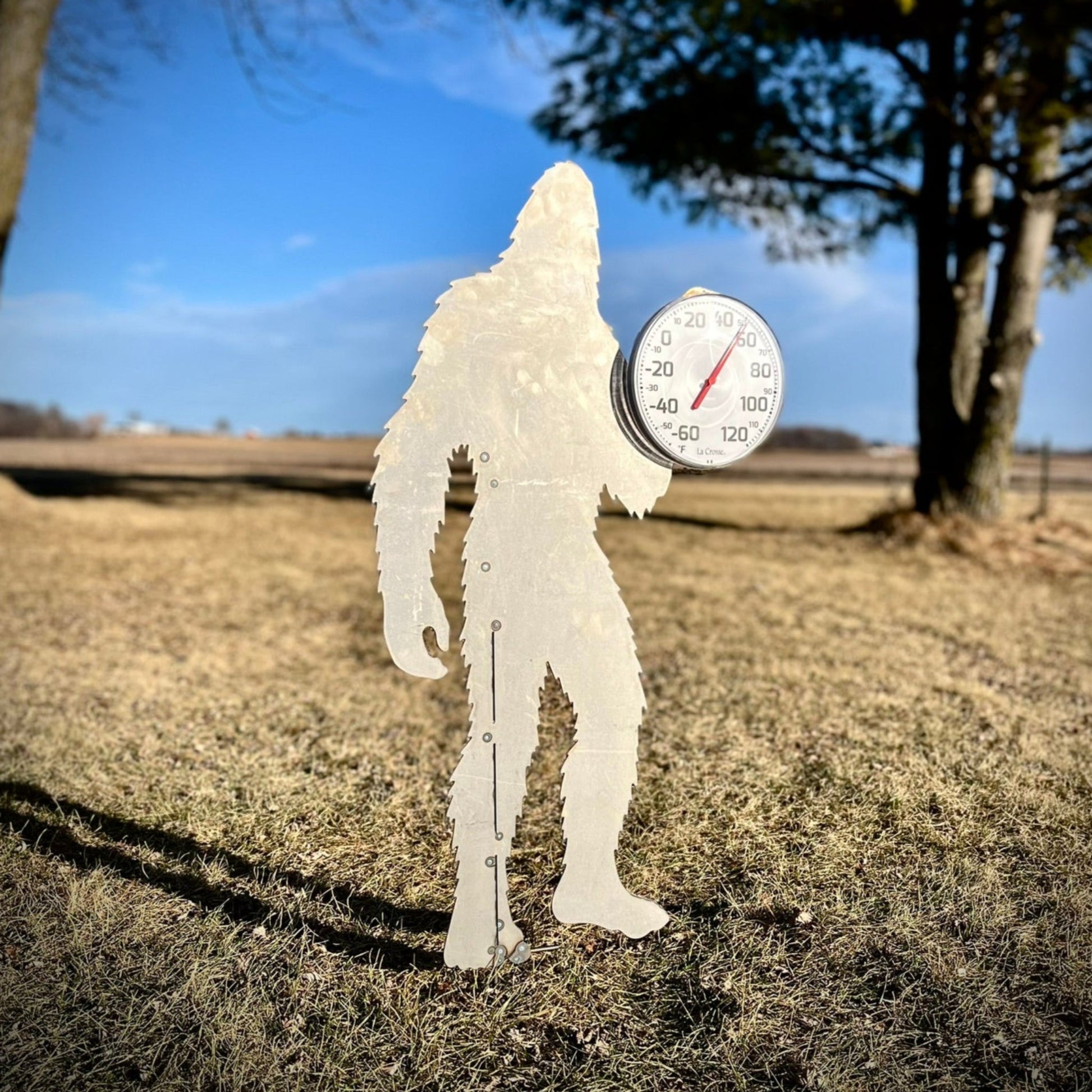 Steel Bigfoot with Dial Thermometer - Outdoors - bigfoot beer - bigfoot temperature gauge - Northern Forge, LLC