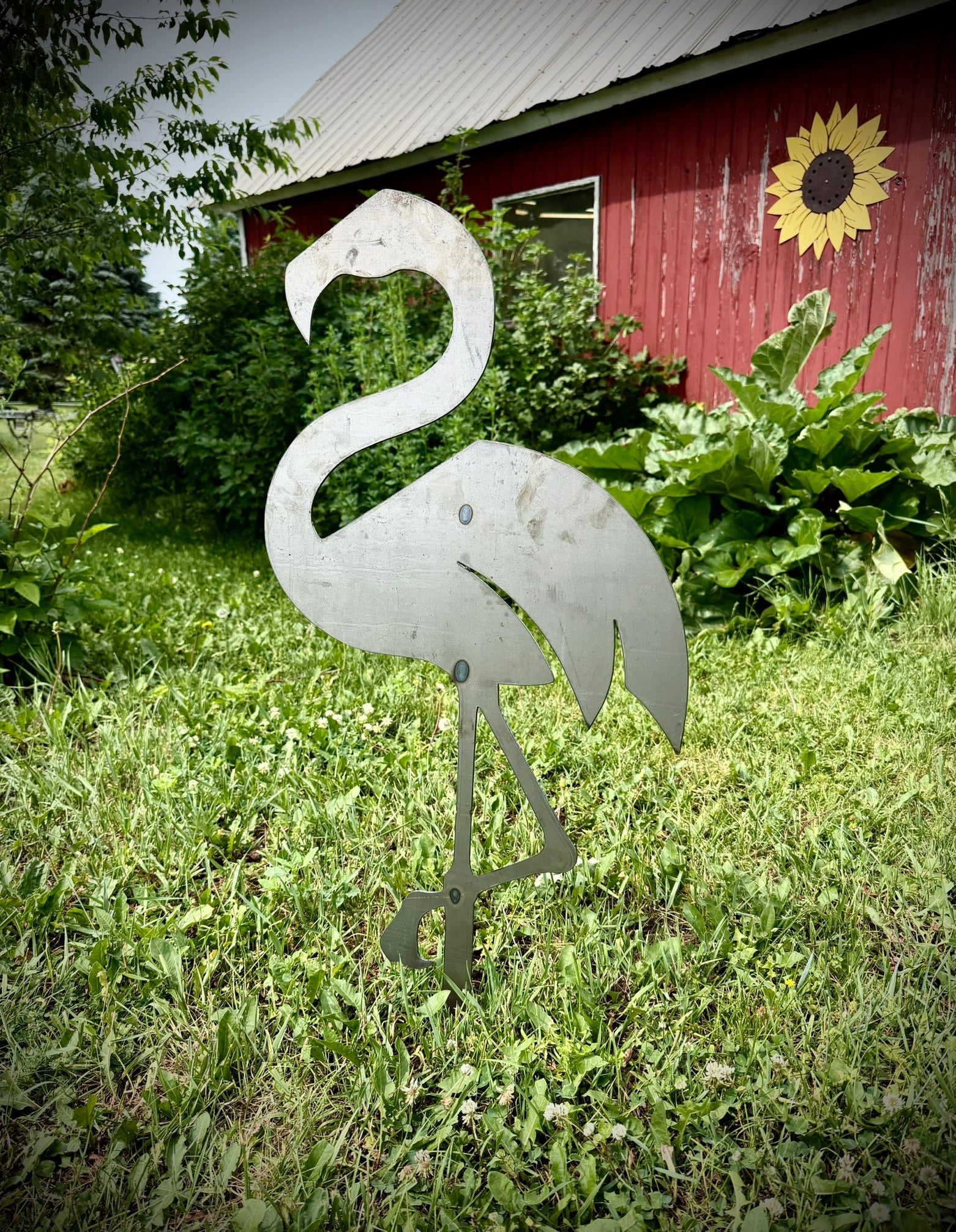 Steel Flamingo Lawn Ornament - flamingo yard stake - garden - Northern Forge, LLC