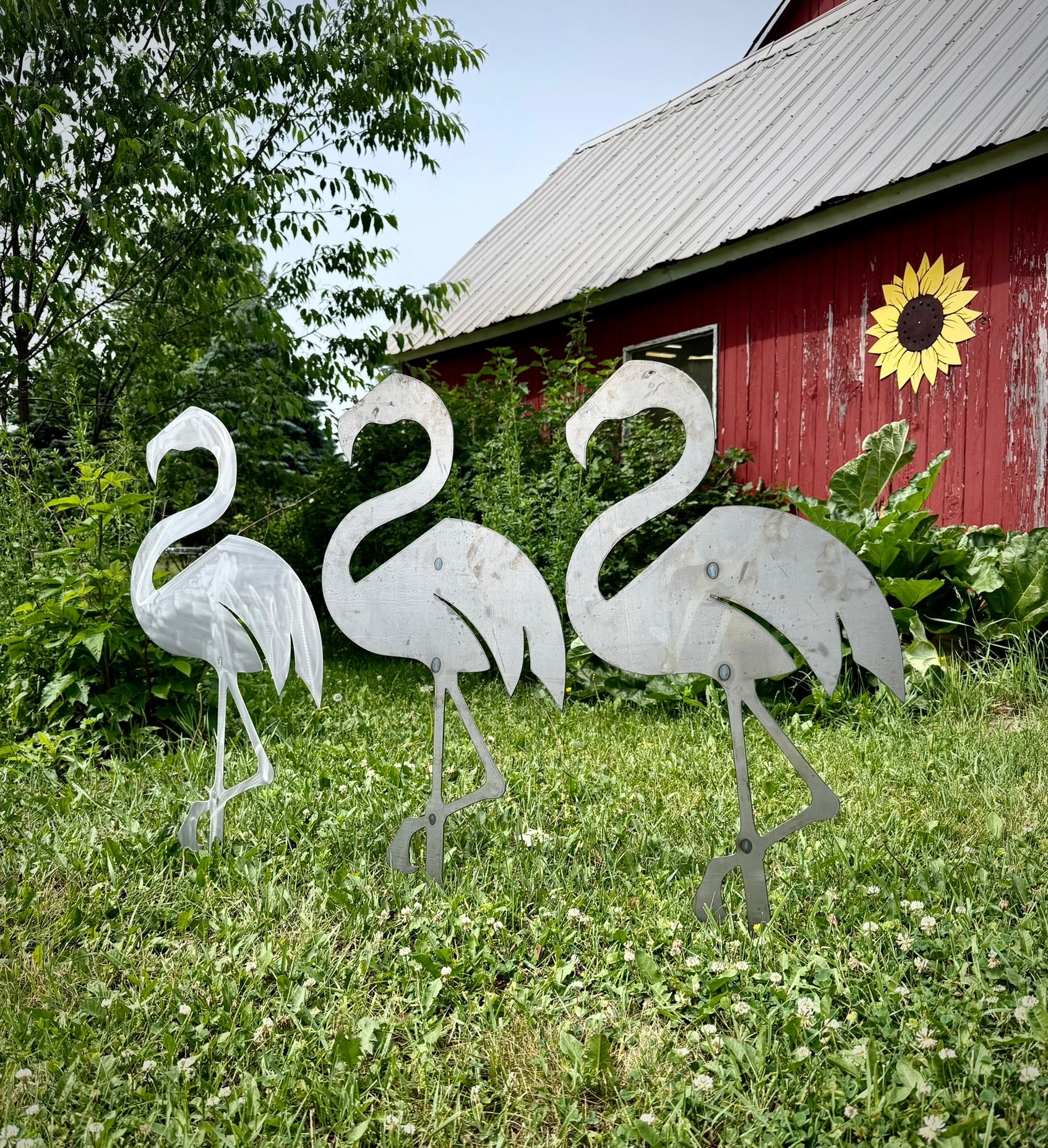 Steel Flamingo Lawn Ornament - flamingo yard stake - garden - Northern Forge, LLC