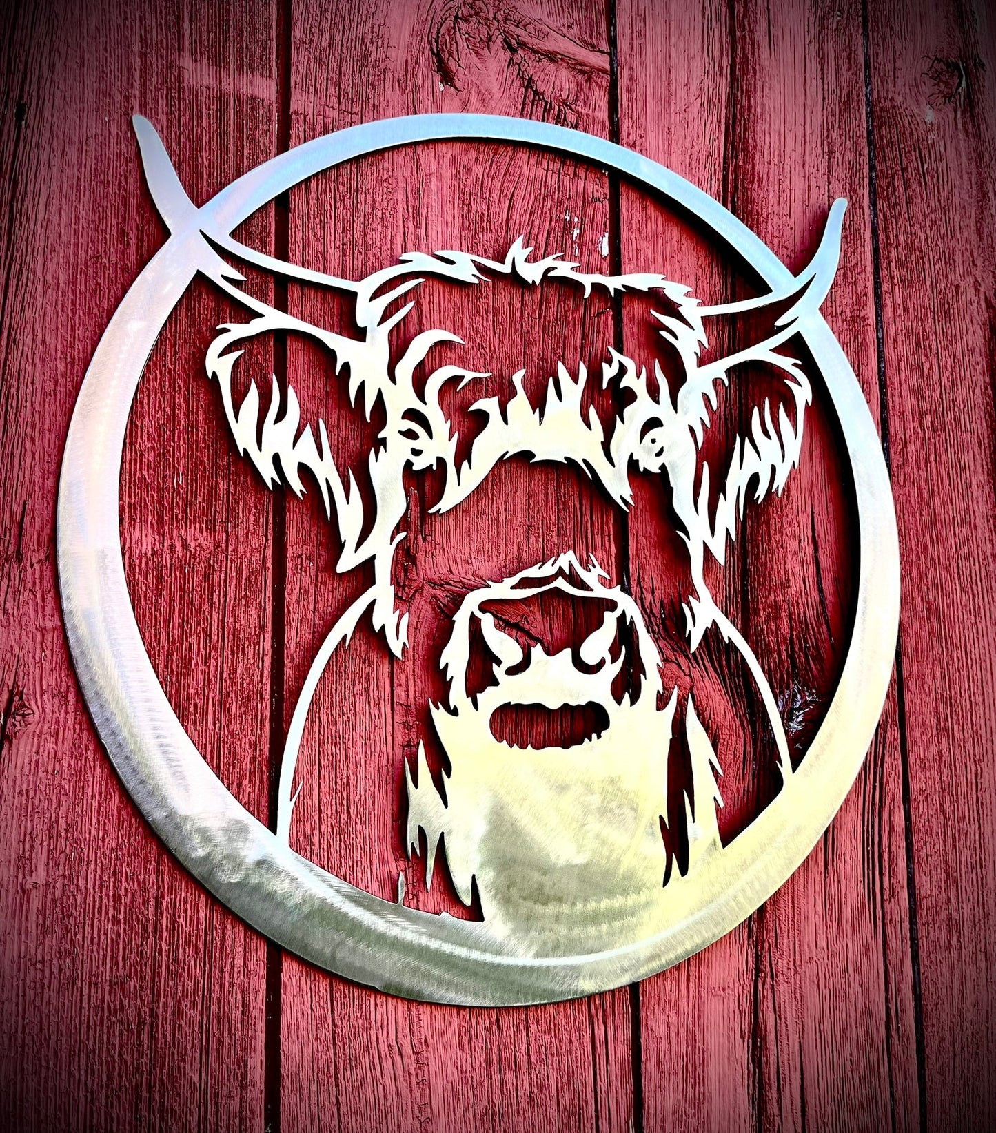 Steel Highland Cow Wall Art - chicken yard art - cow wall art - Northern Forge, LLC