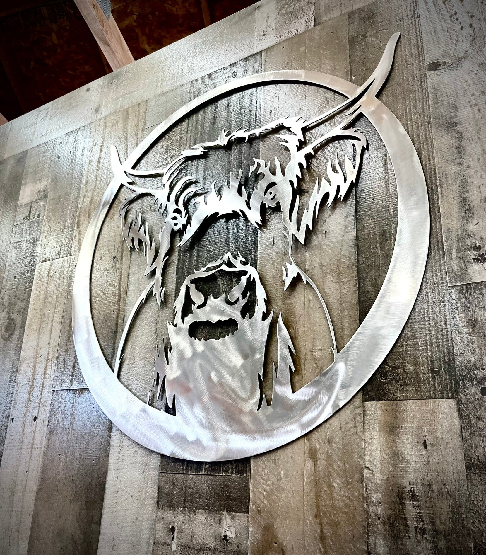 Steel Highland Cow Wall Art - chicken yard art - cow wall art - Northern Forge, LLC