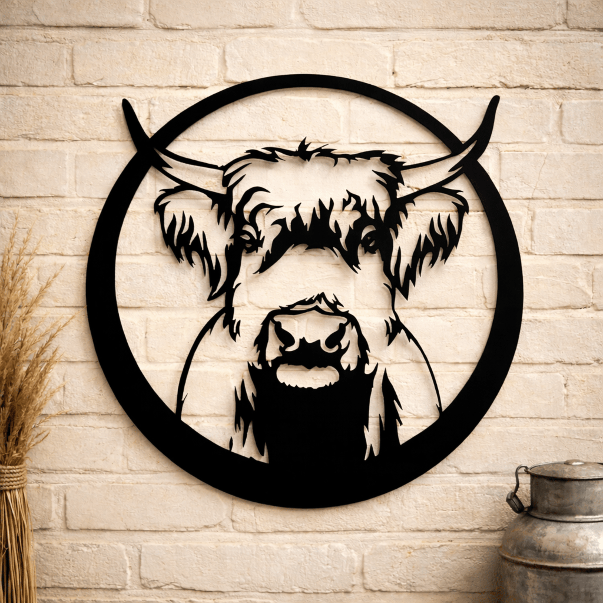 Steel Highland Cow Wall Art - chicken yard art - cow wall art - Northern Forge, LLC