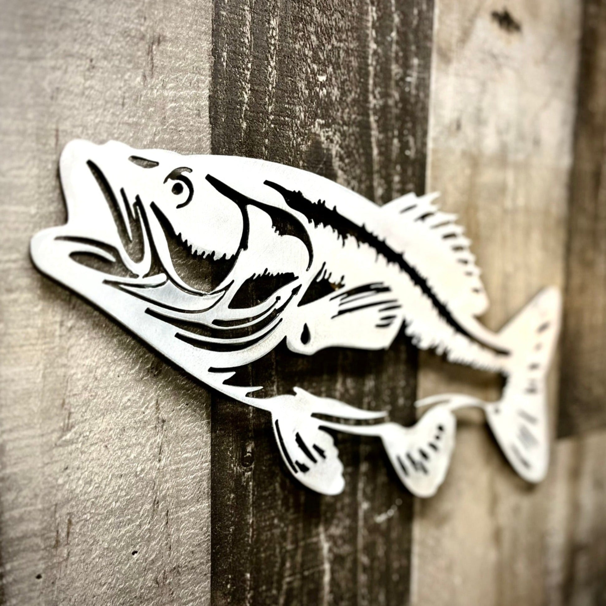 Steel Largemouth Bass - cabin sign - fish - Northern Forge, LLC