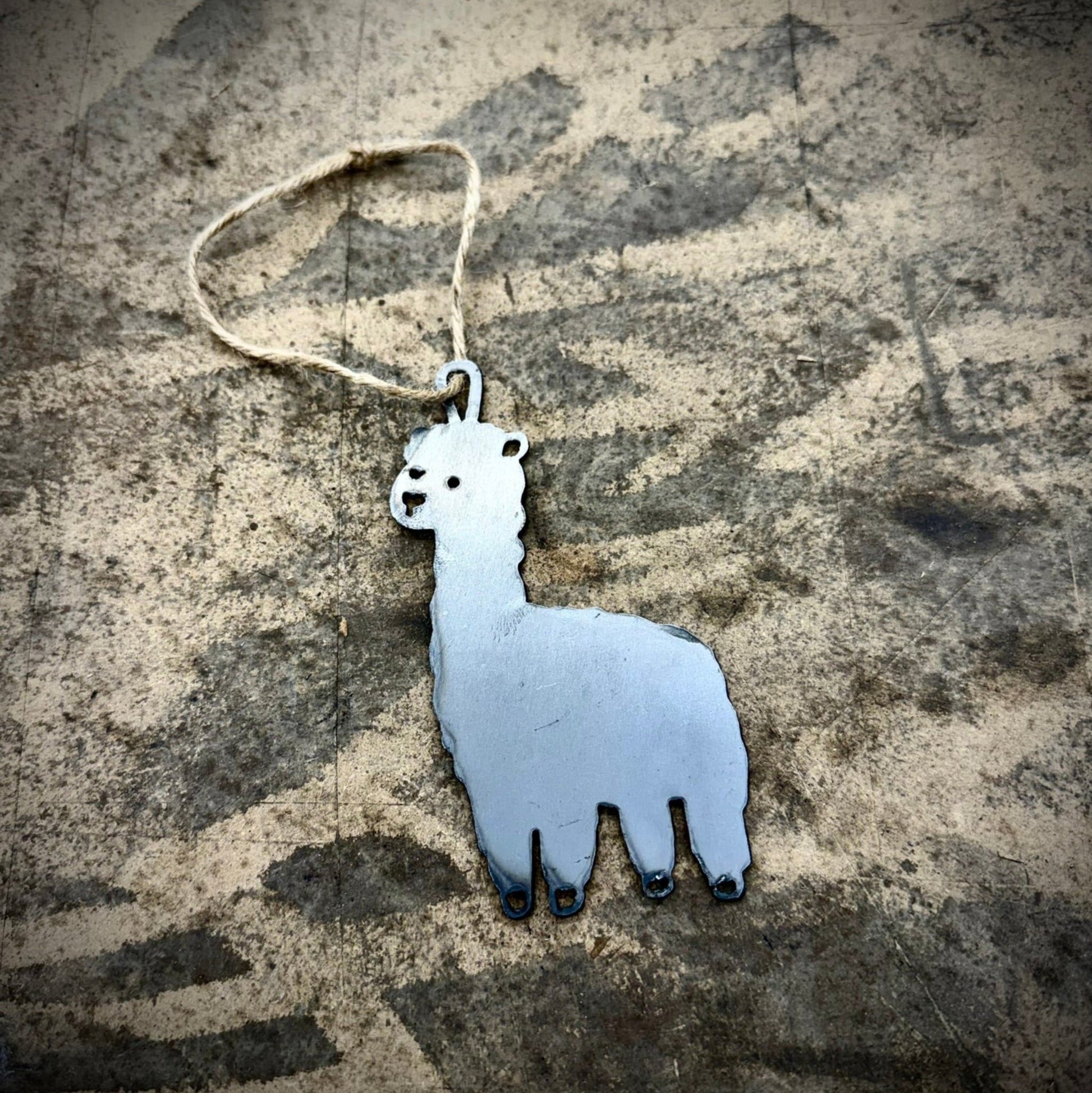 Steel Llama Ornament - alpaca ornament - funny llama decor - Northern Forge, LLC