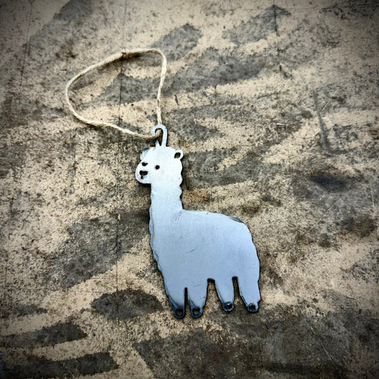 Steel Llama Ornament - alpaca ornament - funny llama decor - Northern Forge, LLC