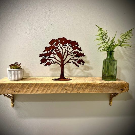 Steel Maple Mantel Tree - Rusty - flame-painted maple - flowing mantel tree - Northern Forge, LLC