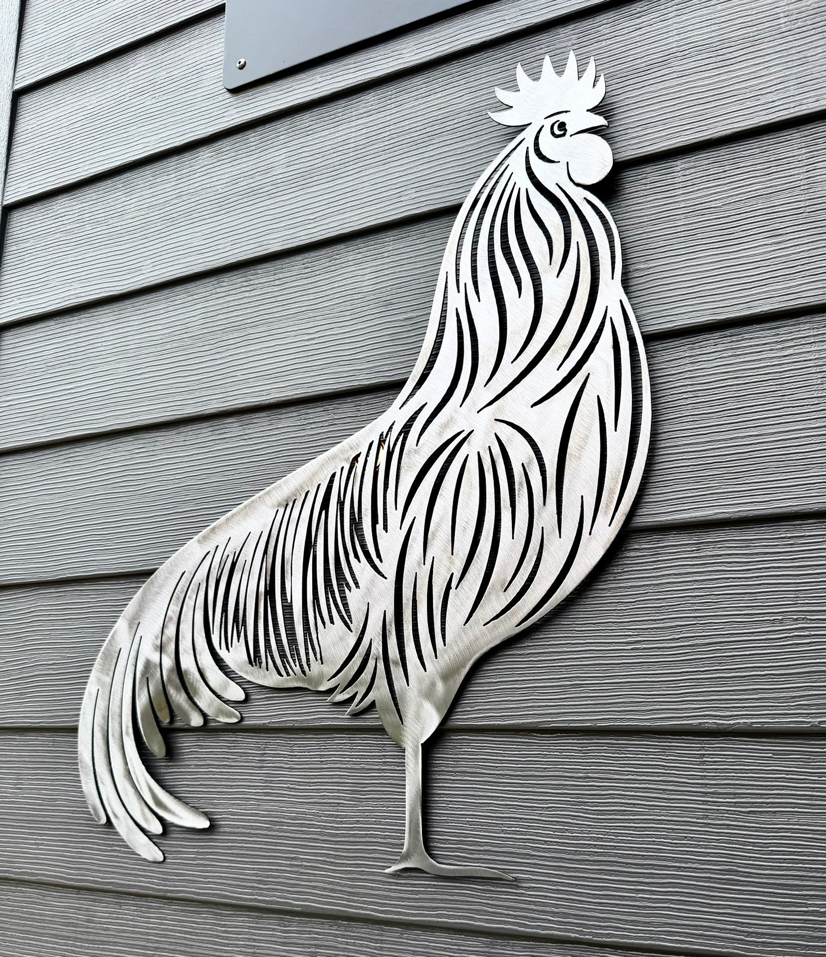 Steel Rooster Wall Art - chicken yard art - farm house sign - Northern Forge, LLC